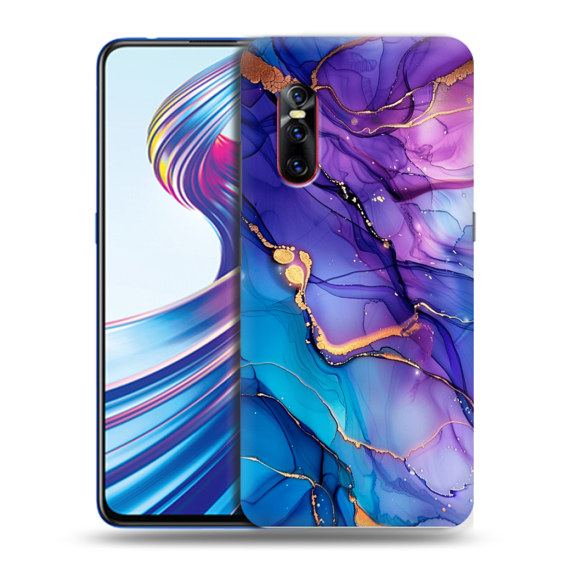 Силиконовый чехол на Vivo V15 Pro с принтом синий мрамор Силиконовый чехол на Vivo V15 Pro с принтом синий мрамор