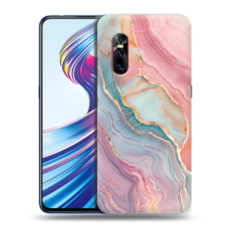 Силиконовый чехол на Vivo V15 Pro с принтом розовый мрамор Силиконовый чехол на Vivo V15 Pro с принтом розовый мрамор