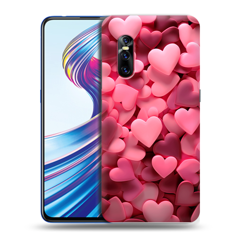 Пластиковый чехол на Vivo V15 Pro с принтом розовые сердечки Пластиковый чехол на Vivo V15 Pro с принтом розовые сердечки