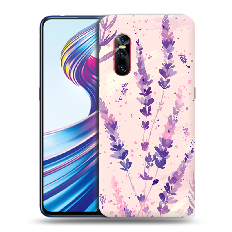 Силиконовый чехол на Vivo V15 Pro с принтом цветы лаванда Силиконовый чехол на Vivo V15 Pro с принтом цветы лаванда