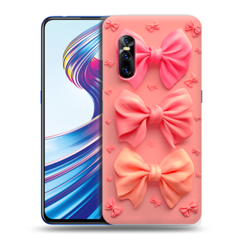 Пластиковый чехол на Vivo V15 Pro с принтом Розовые бантики Пластиковый чехол на Vivo V15 Pro с принтом Розовые бантики