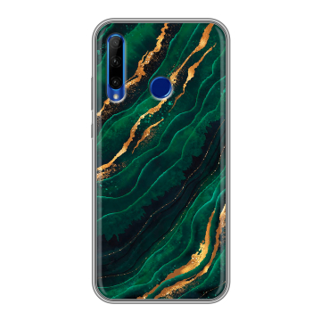 Силиконовый чехол на Huawei Honor 10i с принтом Мрамор зеленое золото Силиконовый чехол на Huawei Honor 10i с принтом Мрамор зеленое золото