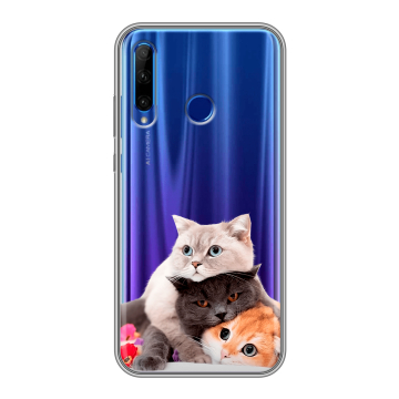 Силиконовый чехол на Huawei Honor 10i с принтом Кошки Силиконовый чехол на Huawei Honor 10i с принтом Кошки
