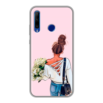 Силиконовый чехол на Huawei Honor 10i с принтом Девушка и букет Силиконовый чехол на Huawei Honor 10i с принтом Девушка и букет