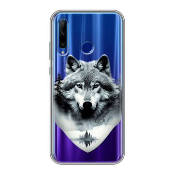 Силиконовый чехол на Huawei Honor 10i с принтом Волк в лесу