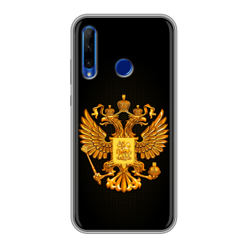 Силиконовый чехол на Huawei Honor 10i с принтом Герб России желтый