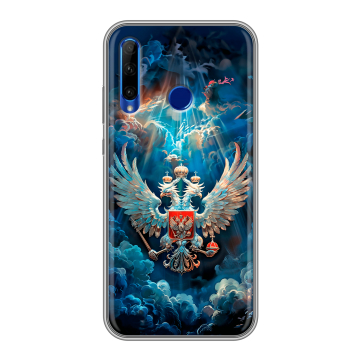 Силиконовый чехол на Huawei Honor 10i с принтом Герб флаг России