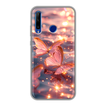 Силиконовый чехол на Huawei Honor 10i с принтом бабочки розовые