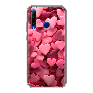 Силиконовый чехол на Huawei Honor 10i с принтом розовые сердечки Силиконовый чехол на Huawei Honor 10i с принтом розовые сердечки