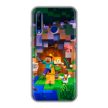 Силиконовый чехол на Huawei Honor 10i с принтом Майнкрафт Minecraft