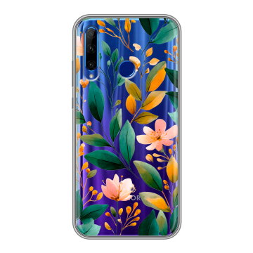 Силиконовый чехол на Huawei Honor 10i с принтом Цветы паттерн Силиконовый чехол на Huawei Honor 10i с принтом Цветы паттерн