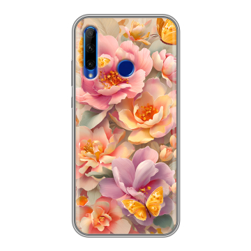 Силиконовый чехол на Huawei Honor 10i с принтом Цветы и бабочки Силиконовый чехол на Huawei Honor 10i с принтом Цветы и бабочки