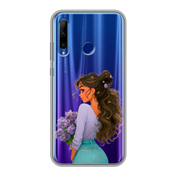 Силиконовый чехол на Huawei Honor 10i с принтом девушка цветы Силиконовый чехол на Huawei Honor 10i с принтом девушка цветы