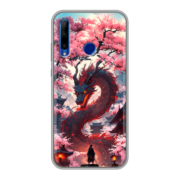 Силиконовый чехол на Huawei Honor 10i с принтом Дракон Японский