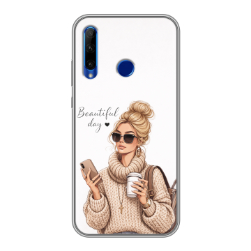 Силиконовый чехол на Huawei Honor 10i с принтом женский