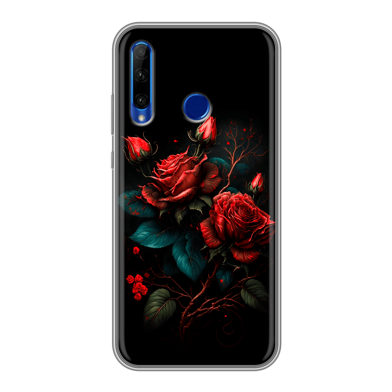 Силиконовый чехол на Huawei Honor 10i с принтом Розы красные Силиконовый чехол на Huawei Honor 10i с принтом Розы красные