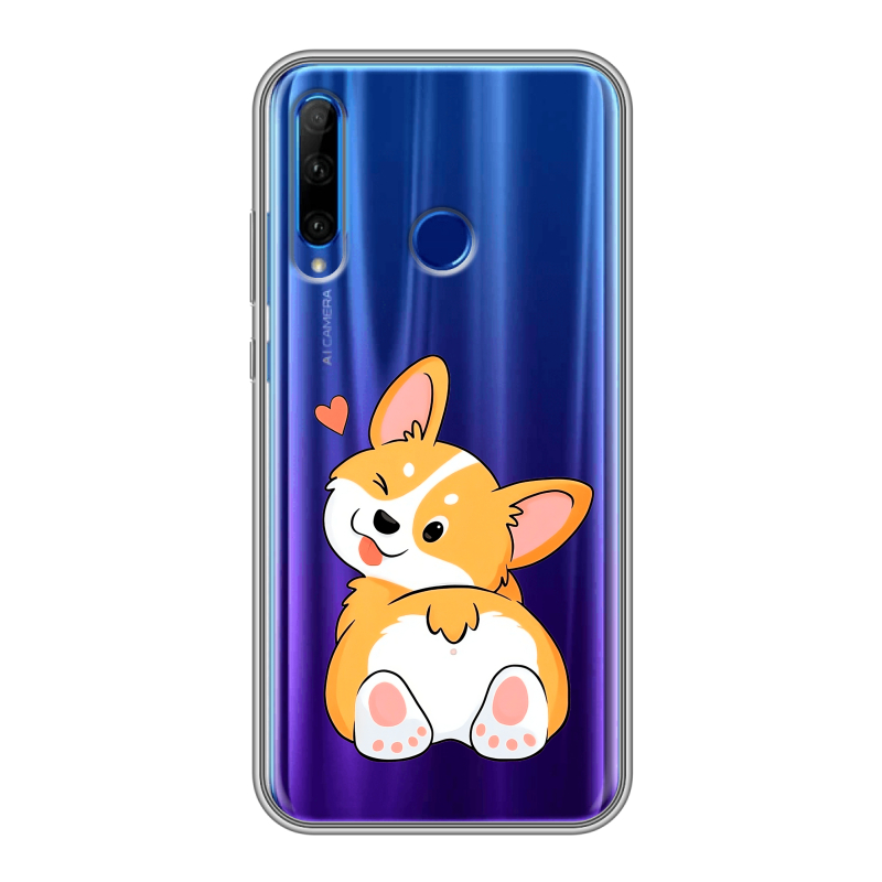 Силиконовый противоударный чехол на Huawei Honor 10i с принтом Корги Силиконовый противоударный чехол на Huawei Honor 10i с принтом Корги