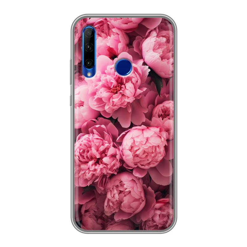 Силиконовый чехол на Huawei Honor 10i с принтом цветы пионы Силиконовый чехол на Huawei Honor 10i с принтом цветы пионы