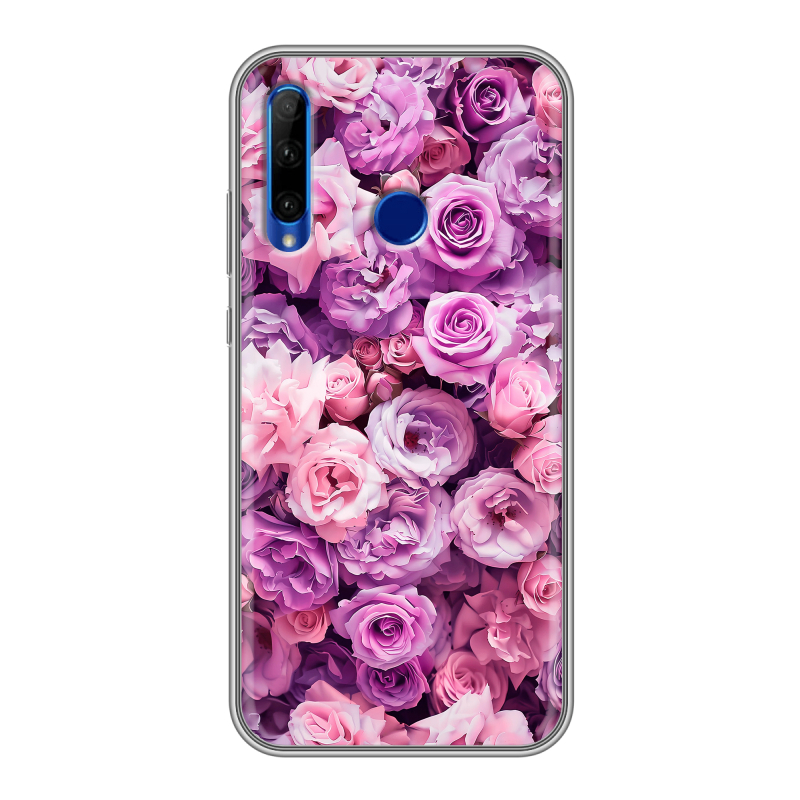 Силиконовый чехол на Huawei Honor 10i с принтом лавандовые розы Силиконовый чехол на Huawei Honor 10i с принтом лавандовые розы