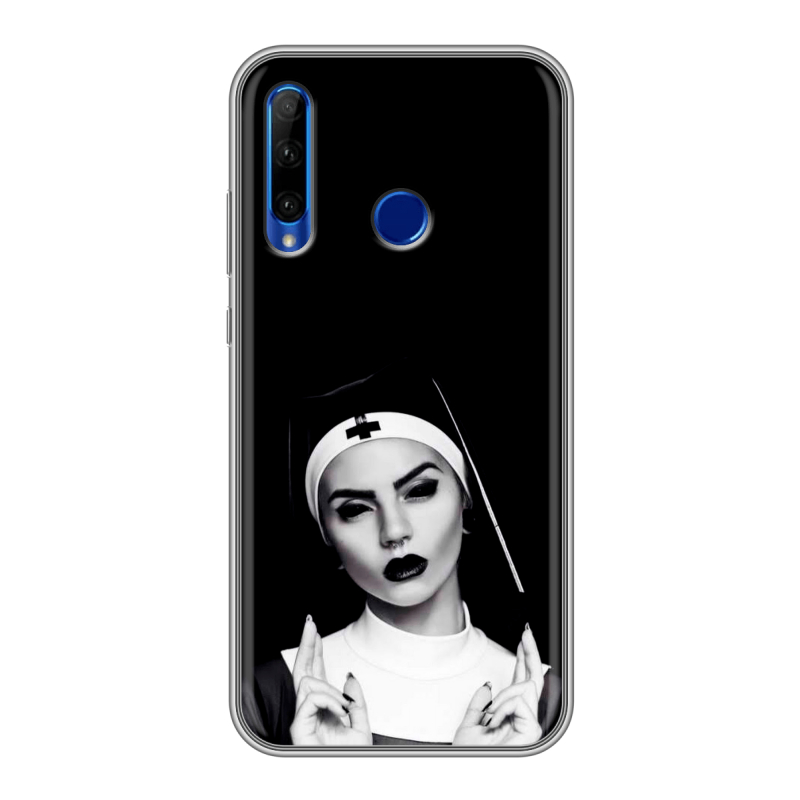 Силиконовый противоударный чехол на Huawei Honor 10i с принтом монашка Силиконовый противоударный чехол на Huawei Honor 10i с принтом монашка