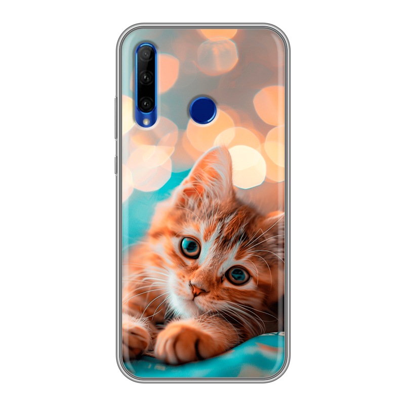 Силиконовый противоударный чехол на Huawei Honor 10i с принтом котик Силиконовый противоударный чехол на Huawei Honor 10i с принтом котик