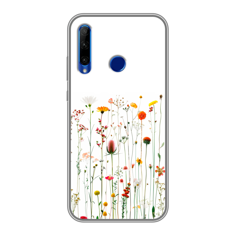 Силиконовый противоударный чехол на Huawei Honor 10i с принтом цветы Силиконовый противоударный чехол на Huawei Honor 10i с принтом цветы