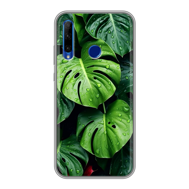 Силиконовый противоударный чехол на Huawei Honor 10i с принтом Листья Силиконовый противоударный чехол на Huawei Honor 10i с принтом Листья