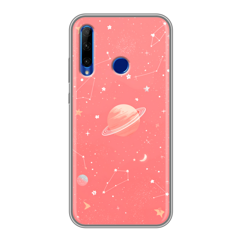 Силиконовый чехол на Huawei Honor 10i с принтом Розовый космос Силиконовый чехол на Huawei Honor 10i с принтом Розовый космос