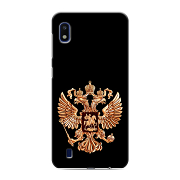 Силиконовый противоударный чехол на Samsung Galaxy A10 с принтом Герб России золотой Силиконовый противоударный чехол на Samsung Galaxy A10 с принтом Герб России золотой