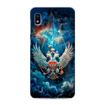 Силиконовый противоударный чехол на Samsung Galaxy A10 с принтом Герб флаг России
