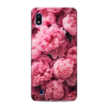 Силиконовый противоударный чехол на Samsung Galaxy A10 с принтом цветы пионы