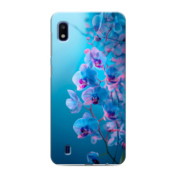 Силиконовый противоударный чехол на Samsung Galaxy A10 с принтом голубые орхидеи