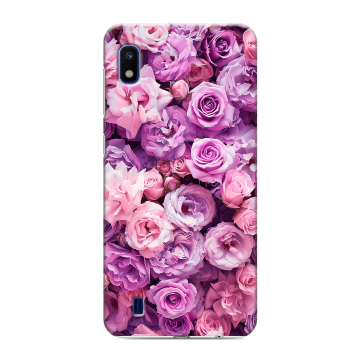 Силиконовый противоударный чехол на Samsung Galaxy A10 с принтом лавандовые розы Силиконовый противоударный чехол на Samsung Galaxy A10 с принтом лавандовые розы