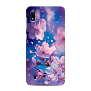 Силиконовый противоударный чехол на Samsung Galaxy A10 с принтом цветы бабочки
