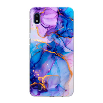 Силиконовый противоударный чехол на Samsung Galaxy A10 с принтом синий мрамор
