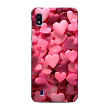 Силиконовый противоударный чехол на Samsung Galaxy A10 с принтом розовые сердечки Силиконовый противоударный чехол на Samsung Galaxy A10 с принтом розовые сердечки