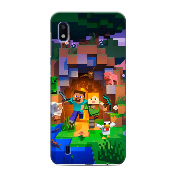 Силиконовый противоударный чехол на Samsung Galaxy A10 с принтом Майнкрафт Minecraft Силиконовый противоударный чехол на Samsung Galaxy A10 с принтом Майнкрафт Minecraft
