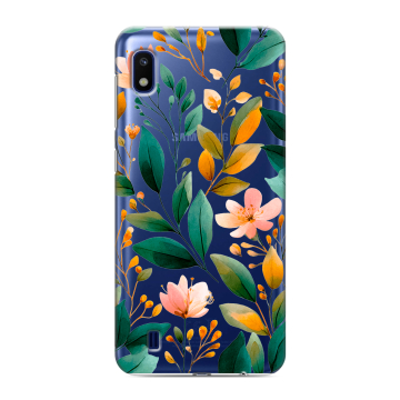 Силиконовый противоударный чехол на Samsung Galaxy A10 с принтом Цветы паттерн Силиконовый противоударный чехол на Samsung Galaxy A10 с принтом Цветы паттерн