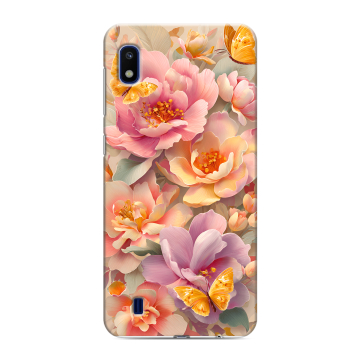 Силиконовый противоударный чехол на Samsung Galaxy A10 с принтом Цветы и бабочки Силиконовый противоударный чехол на Samsung Galaxy A10 с принтом Цветы и бабочки