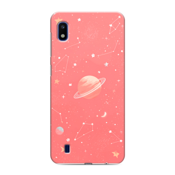 Силиконовый противоударный чехол на Samsung Galaxy A10 с принтом Розовый космос Силиконовый противоударный чехол на Samsung Galaxy A10 с принтом Розовый космос