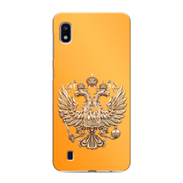 Силиконовый противоударный чехол на Samsung Galaxy A10 с принтом Герб Флаг России Силиконовый противоударный чехол на Samsung Galaxy A10 с принтом Герб Флаг России