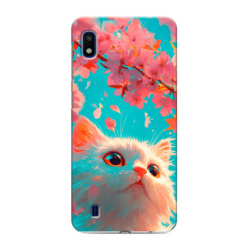 Силиконовый противоударный чехол на Samsung Galaxy A10 с принтом Красивый кот Силиконовый противоударный чехол на Samsung Galaxy A10 с принтом Красивый кот