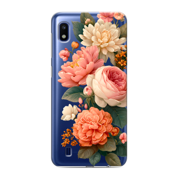 Силиконовый противоударный чехол на Samsung Galaxy A10 с принтом цветы Силиконовый противоударный чехол на Samsung Galaxy A10 с принтом цветы