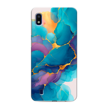 Силиконовый противоударный чехол на Samsung Galaxy A10 с принтом Мрамор блестки Силиконовый противоударный чехол на Samsung Galaxy A10 с принтом Мрамор блестки