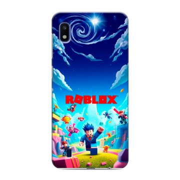 Силиконовый противоударный чехол на Samsung Galaxy A10 с принтом Roblox Роблокс