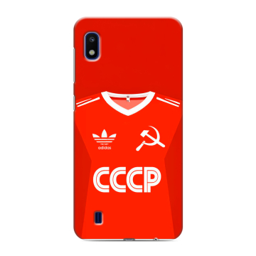 Силиконовый противоударный чехол на Samsung Galaxy A10 с принтом Флаг Герб СССР Силиконовый противоударный чехол на Samsung Galaxy A10 с принтом Флаг Герб СССР