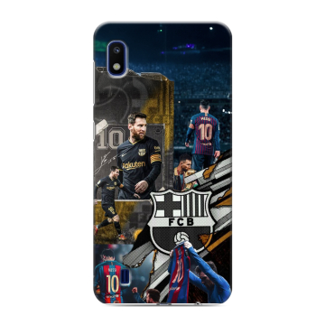 Силиконовый противоударный чехол на Samsung Galaxy A10 с принтом Messi Barcelona