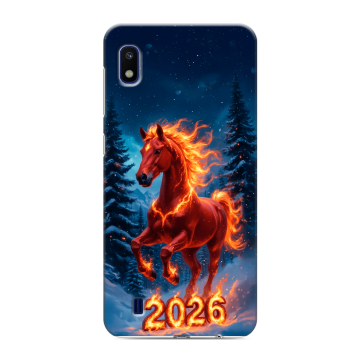 Силиконовый противоударный чехол на Samsung Galaxy A10 с принтом Новый год коня Силиконовый противоударный чехол на Samsung Galaxy A10 с принтом Новый год коня