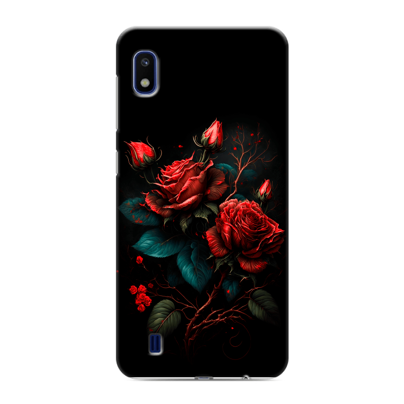 Силиконовый противоударный чехол на Samsung Galaxy A10 с принтом Розы красные Силиконовый противоударный чехол на Samsung Galaxy A10 с принтом Розы красные