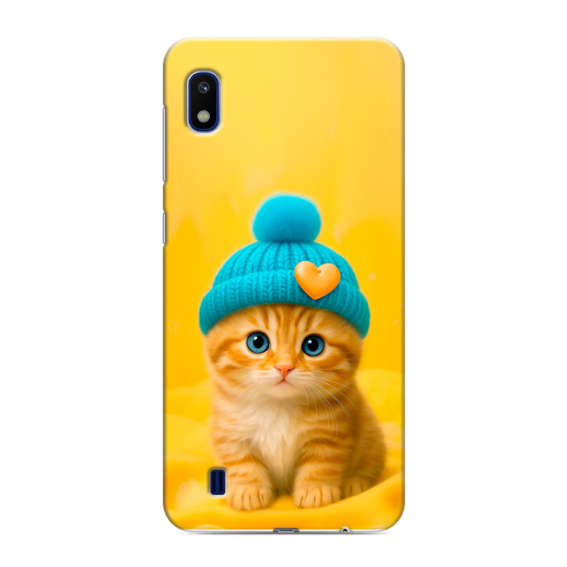 Силиконовый противоударный чехол на Samsung Galaxy A10 с принтом Котенок в шапке Силиконовый противоударный чехол на Samsung Galaxy A10 с принтом Котенок в шапке